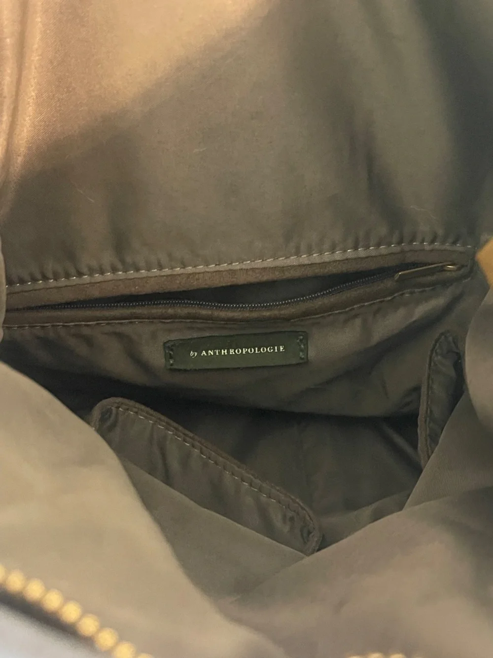 Anthropologie Green Faux Suede Convertible Boho Hippie Slouchy Backpack Purse - Picture 6 of 6